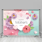 Lofaris Succulent Glitter Pink Heart Happy Mothers Day Backdrop